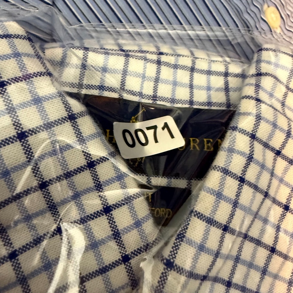 Ralph Lauren Shirt Men XL Blue Plaid Cotton Button-Down Slim Fit Stretch Oxford - Picture 9 of 10